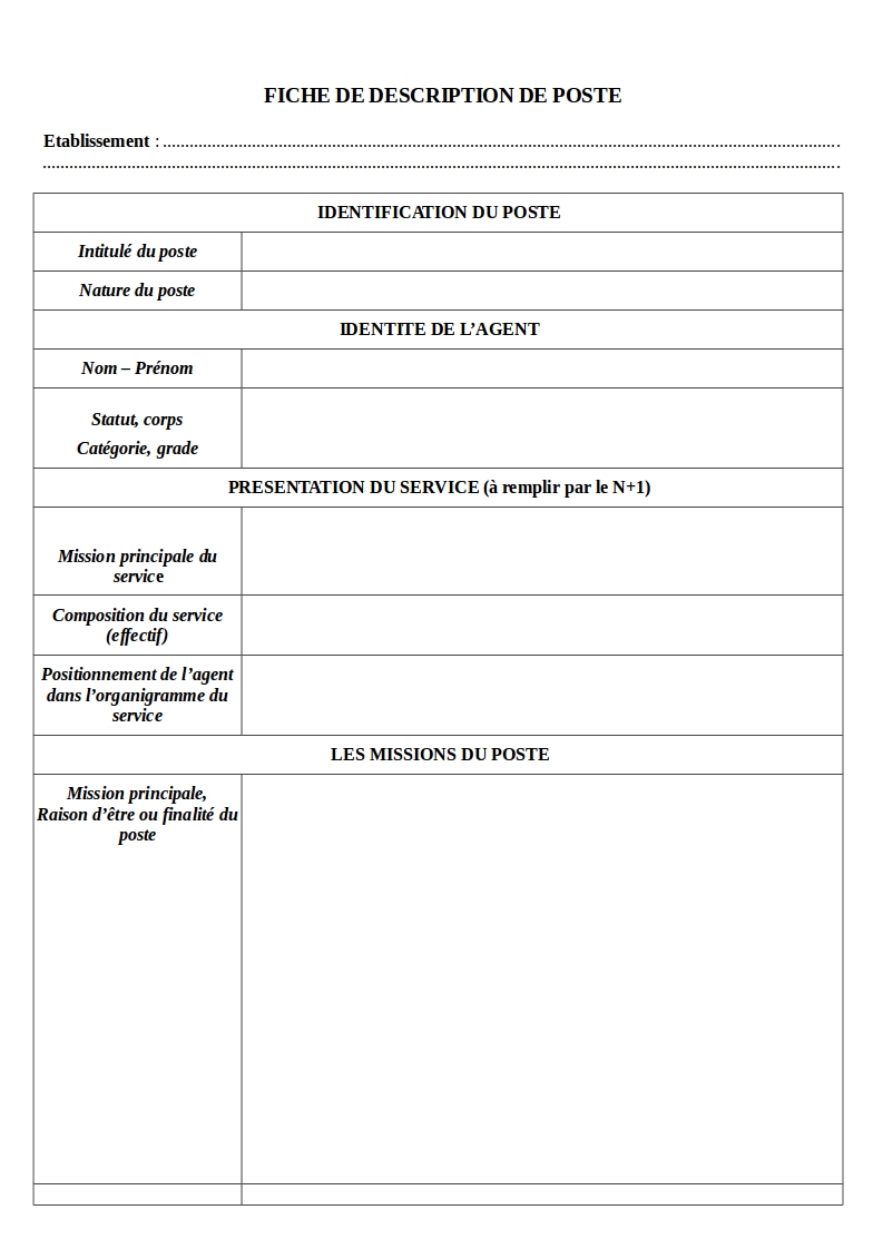 Comment laborer La Fiche De Poste OAPHT Comment laborer La Fiche De Poste OAPHT